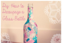 Glass bottle decoupage