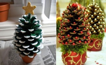 Christmas crafts mula sa cones